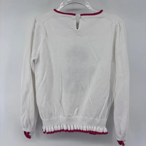 Disney Janie and Jack Minnie Mouse Knit Sweater Girls Size 7 White Red - Picture 5 of 7